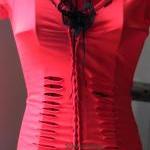 Romantic Red Valentine Shredded Reconstructed Vest..