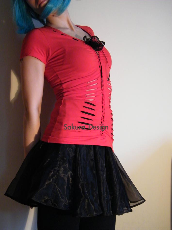 Romantic Red Valentine Shredded Reconstructed Vest Top Cosplay Lolita
